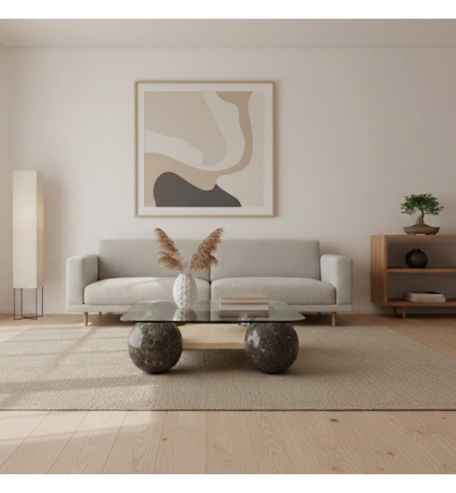 Sphere Fossil Stein Couchtisch 90x90 cm - Multicolor