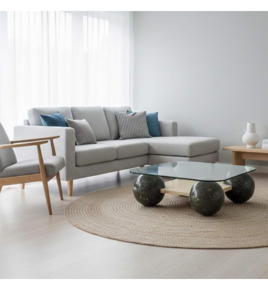 Sphere Fossil Stein Couchtisch 90x90 cm - Multicolor