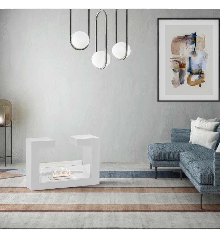 Tete A Tete Bioethanol-Kamin 78x25x58 cm - Weiss und Chrom