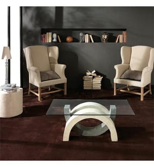 Olimpia Fossil Stein Couchtisch 40 cm Glasplatte 120x70 cm