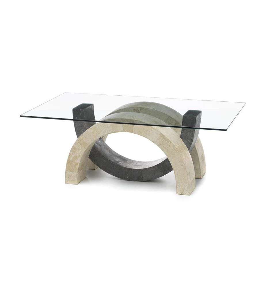 Olimpia Fossil Stein Couchtisch 40 cm Glasplatte 120x70 cm