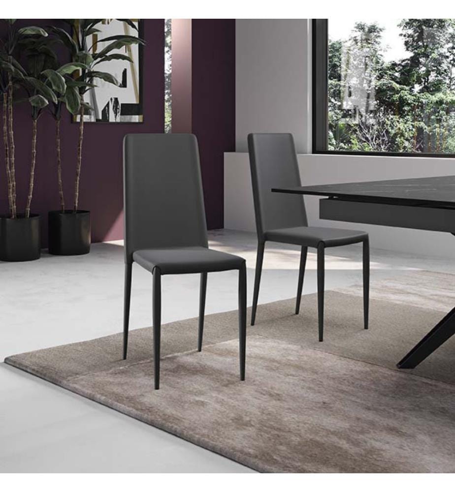 4er Set Cleo Kunstlederstühle 41x42x95 cm - Dunkelgrau und Schwarz