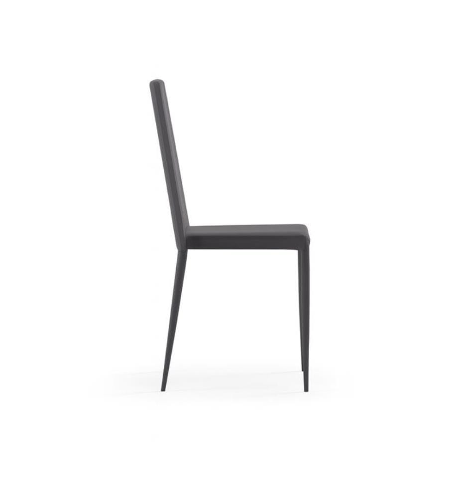 4er Set Cleo Kunstlederstühle 41x42x95 cm - Dunkelgrau und Schwarz