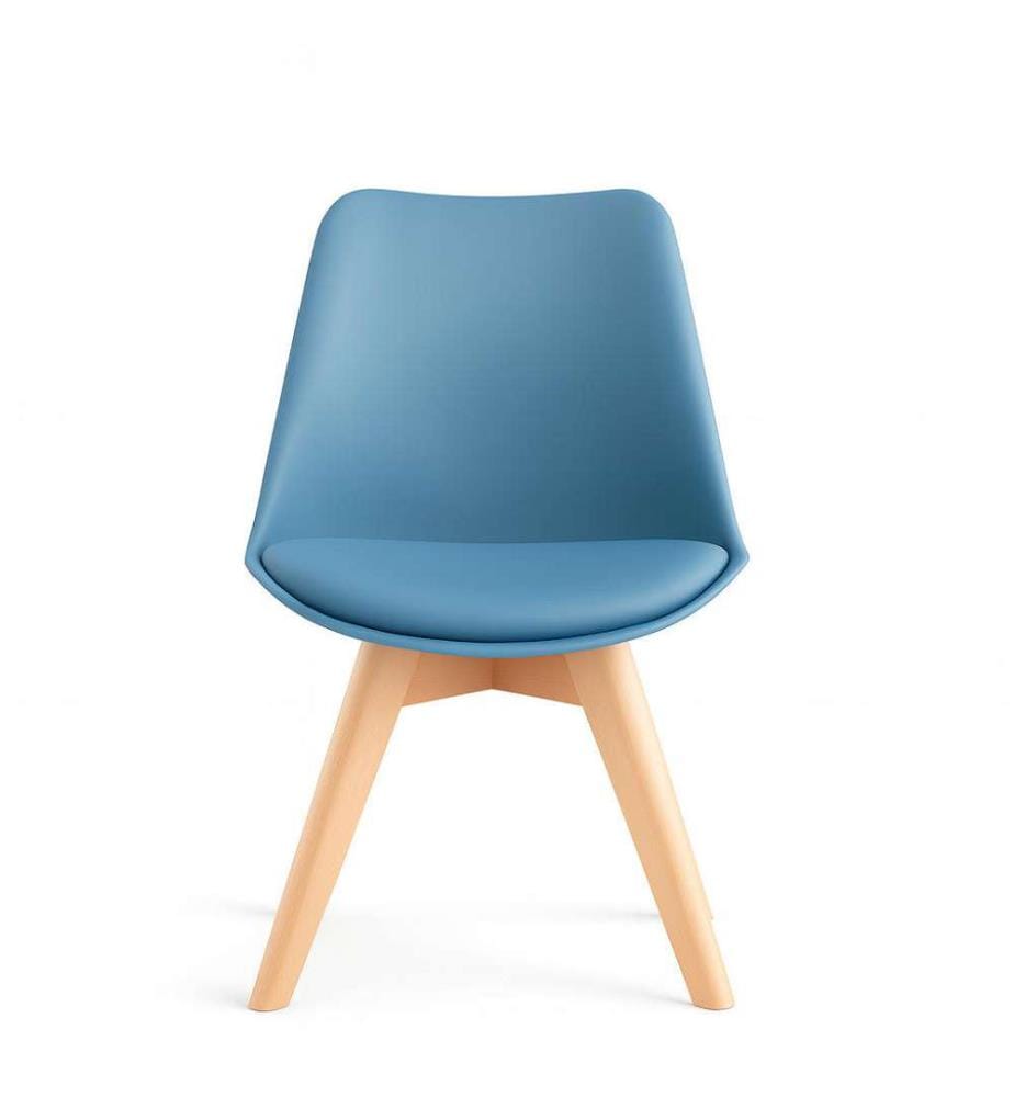 4er-Set Carlotta Stühle aus Polypropylen 52x48,5x82 cm - Hellblau und Braun