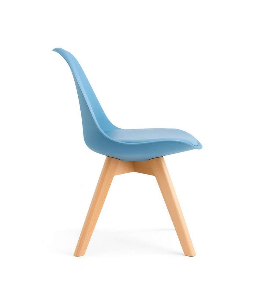 4er-Set Carlotta Stühle aus Polypropylen 52x48,5x82 cm - Hellblau und Braun