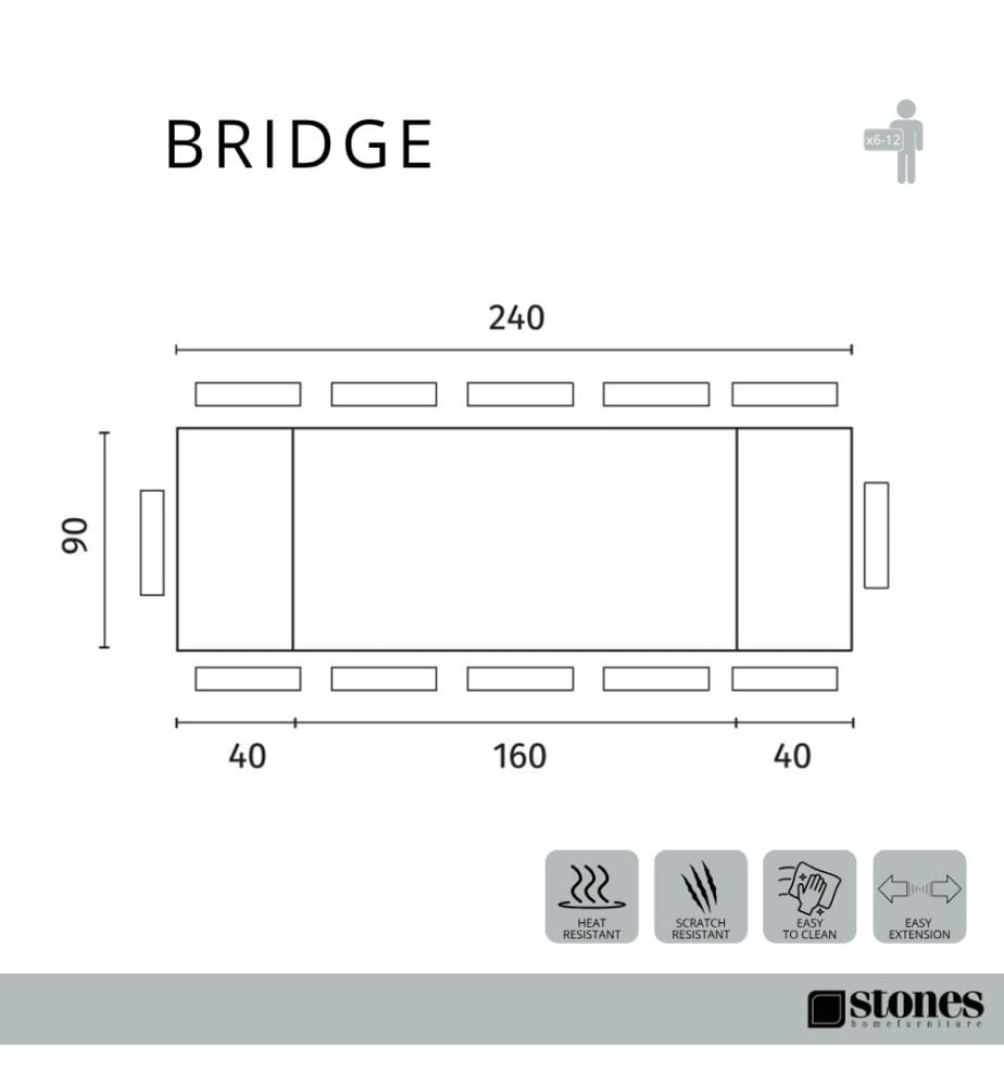 Bridge Extendable Table 160/240x90 cm - Brown and Black