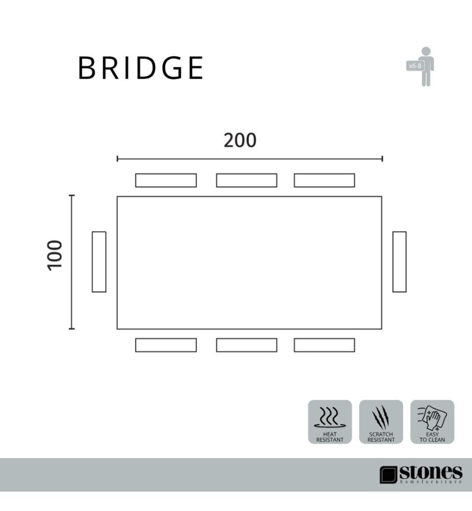 Bridge Fixtisch 200x100 cm - Eiche heiss gebrannt Schwarz