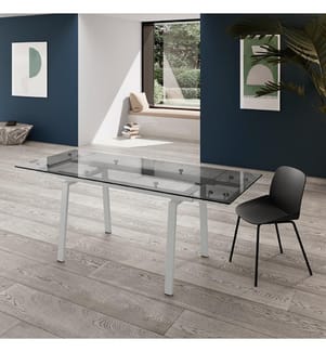 Tommy Ausziehbarer Tisch 140/200x80 cm - Weiss und Transparent