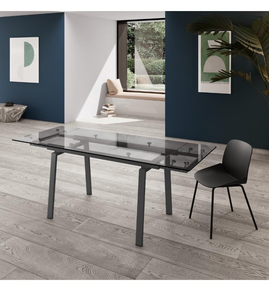 Tommy Extendable Table 140/200x80 cm - Grey and Transparent