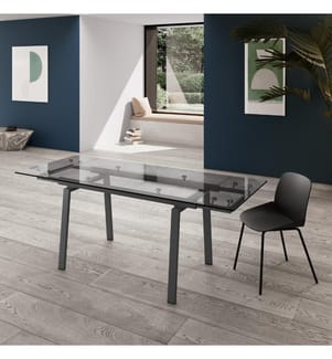 Tommy Ausziehbarer Tisch 140/200x80 cm - Grau und Transparent