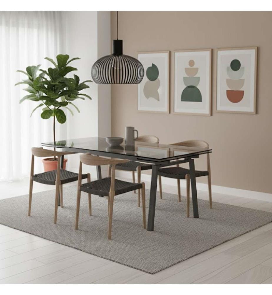 Tommy Extendable Table 140/200x80 cm - Grey and Transparent