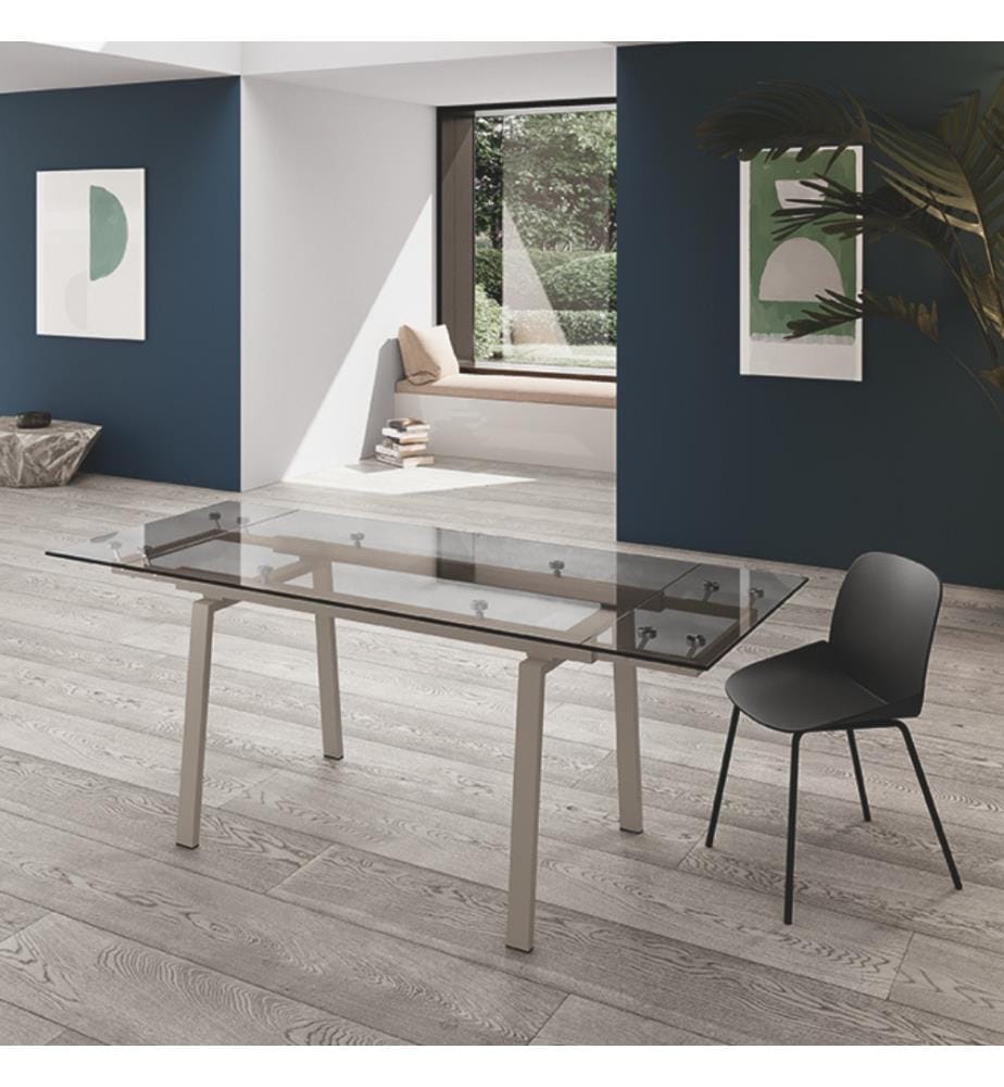 Tommy Ausziehbarer Tisch 140/200x80 cm - Grau und Transparent
