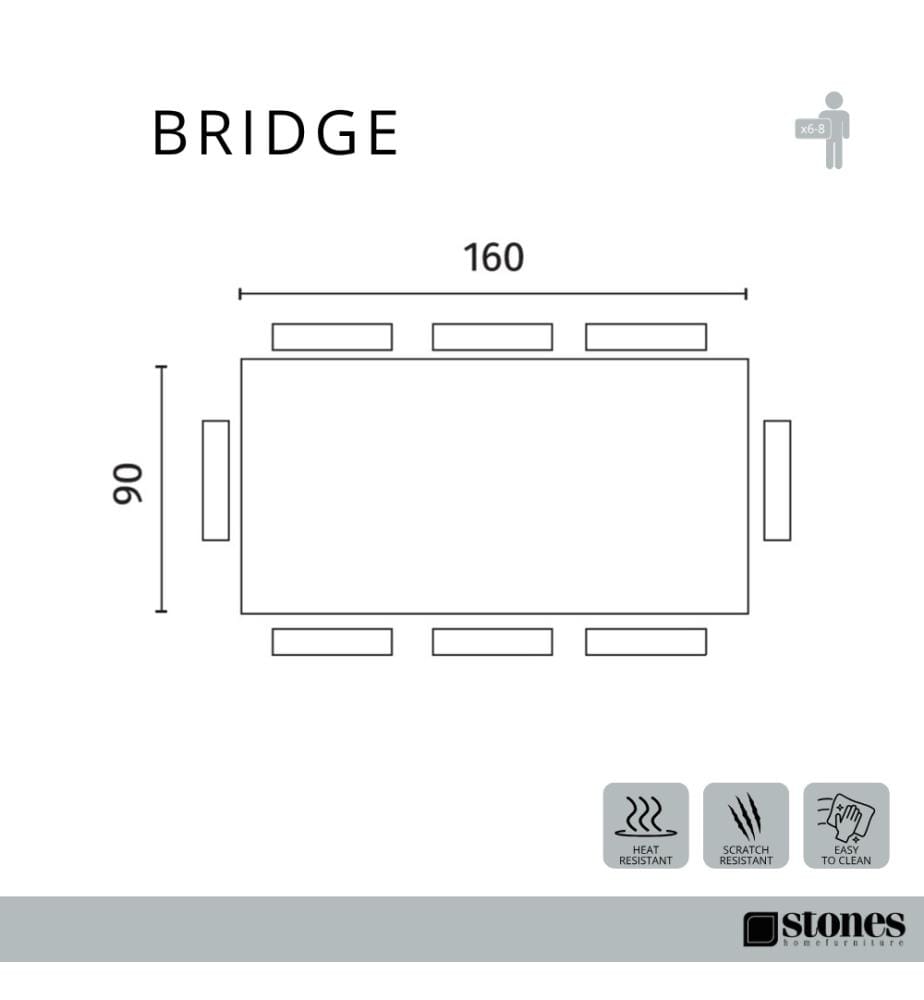 Bridge Festtisch 160x90 cm - Braun und Schwarz