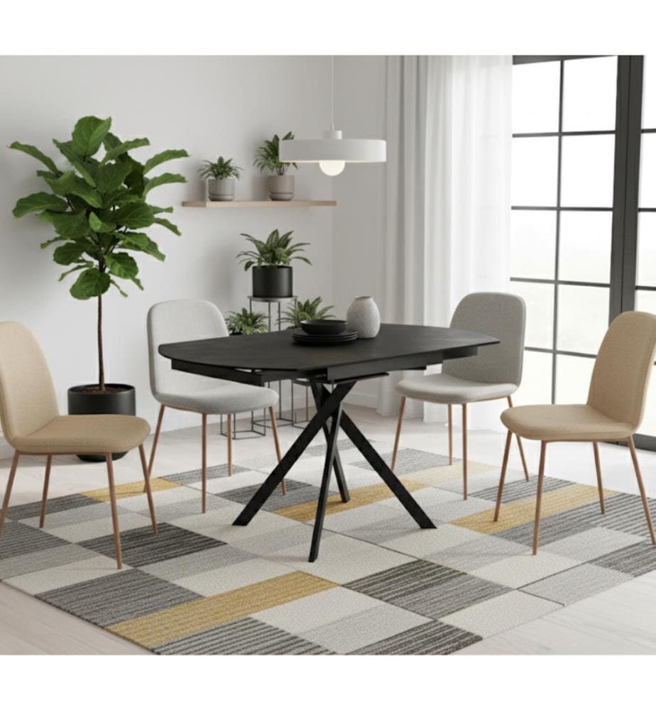Ausziehbarer Rolltisch 120x80/120 cm - Dunkelgrau und Schwarz