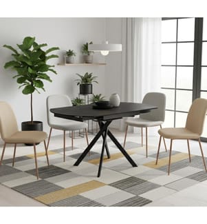 Ausziehbarer Rolltisch 120x80/120 cm - Dunkelgrau und Schwarz