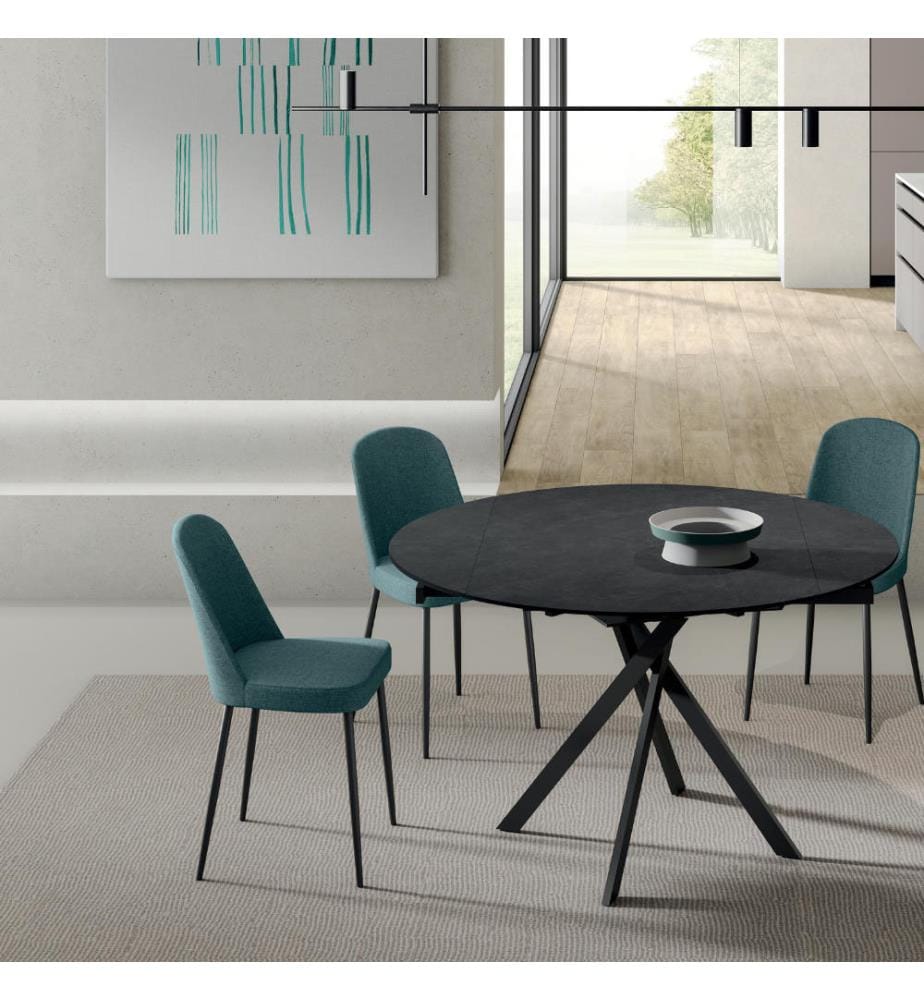 Ausziehbarer Rolltisch 120x80/120 cm - Dunkelgrau und Schwarz