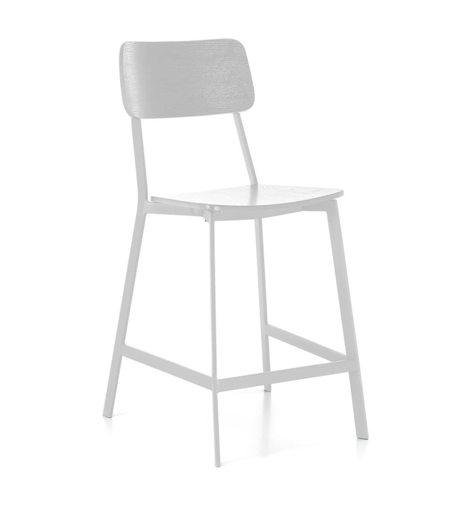 2er-Set Woody Lackierte Holzhocker 51x51x97 cm - Weiss