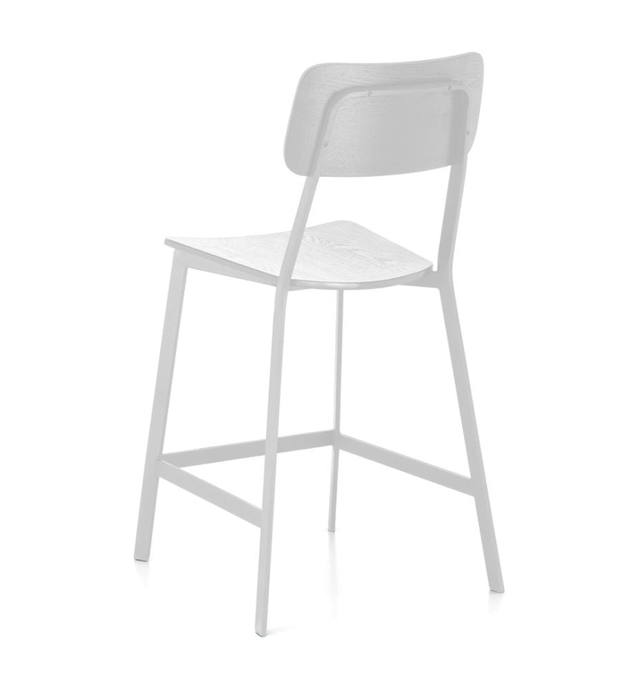 2er-Set Woody Lackierte Holzhocker 51x51x97 cm - Weiss