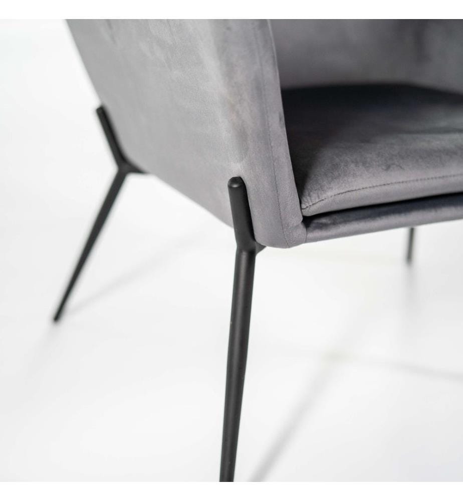 Gin Samt Sessel 54x71x70 cm - Anthrazit und Schwarz