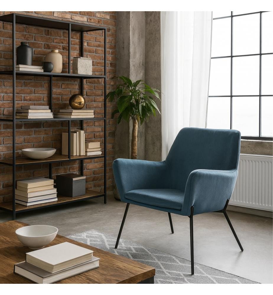 Gin Samt Sessel 54x71x70 cm - Blau und Schwarz