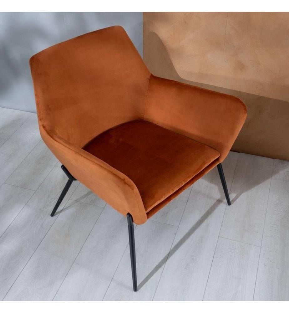 Gin Samt Sessel 54x71x70 cm - Karamell und Schwarz