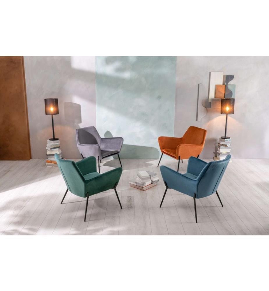 Gin Samt Sessel 54x71x70 cm - Karamell und Schwarz