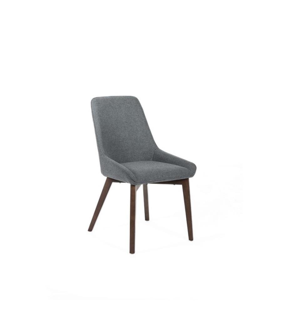 Lot de 4 chaises en tissu Vera 49x62x87 cm - Gris foncé et marron