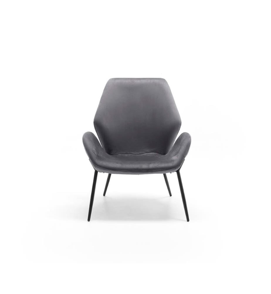 Brandy Samt Sessel 47x47x91 cm - Anthrazit und Schwarz