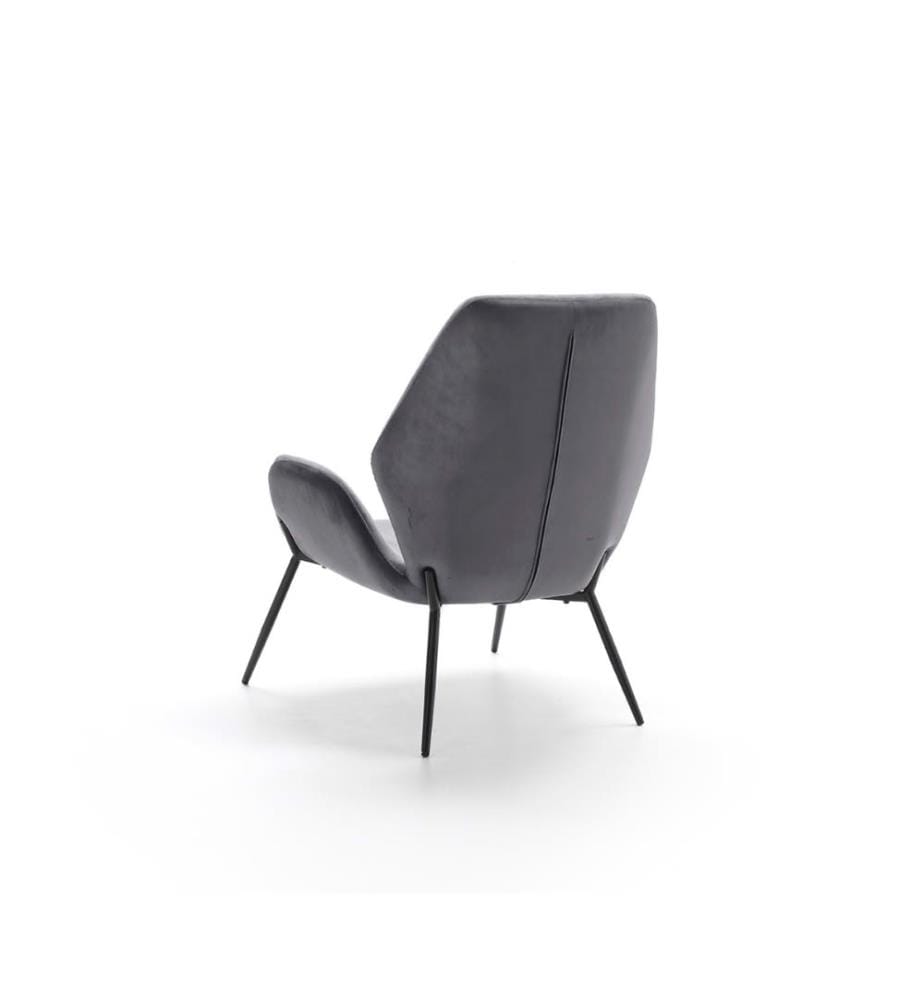 Brandy Samt Sessel 47x47x91 cm - Anthrazit und Schwarz