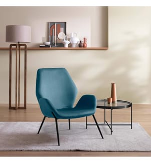 Brandy Samt Sessel 47x47x91 cm - Blau und Schwarz