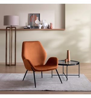 Brandy Samt Sessel 47x47x91 cm - Karamell und Schwarz