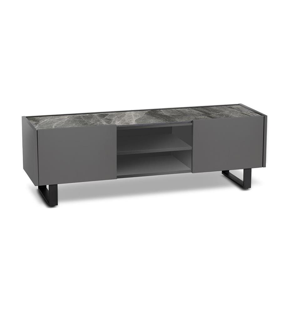 Pegaso Mdf-Fernsehständer mit grauer Keramikplatte in Marmoroptik 140x40x45 cm - Grau und Marmor