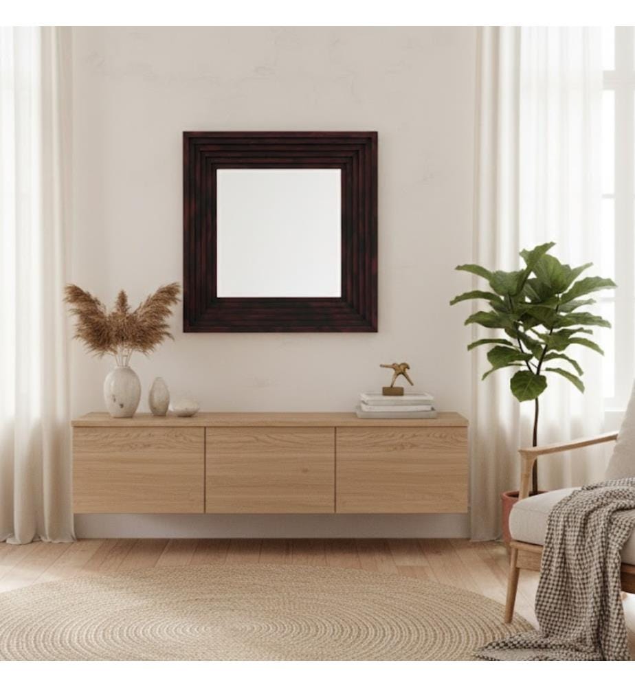 Specchio Holzspiegel 100x100x13 cm - Dunkelbraun