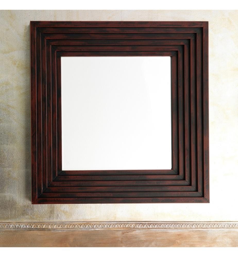 Specchio Holzspiegel 100x100x13 cm - Dunkelbraun