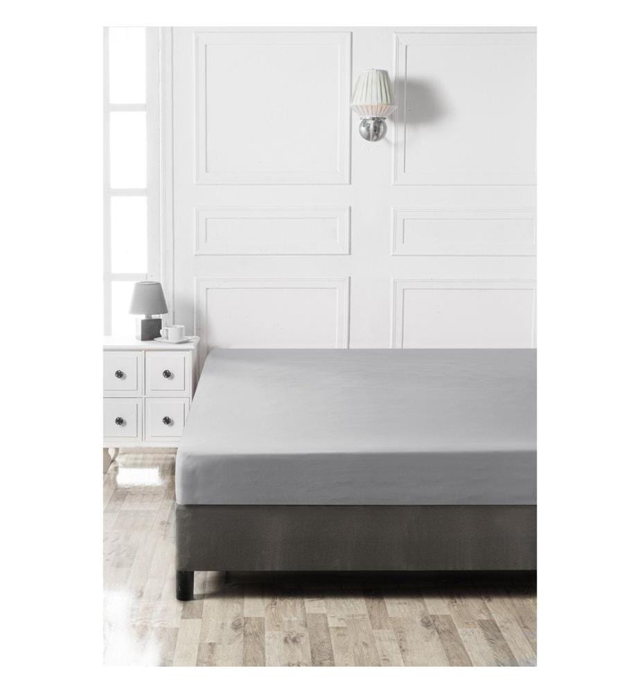 Lenzuolo con angoli singolo Ranforce, grigio, 100% cotone