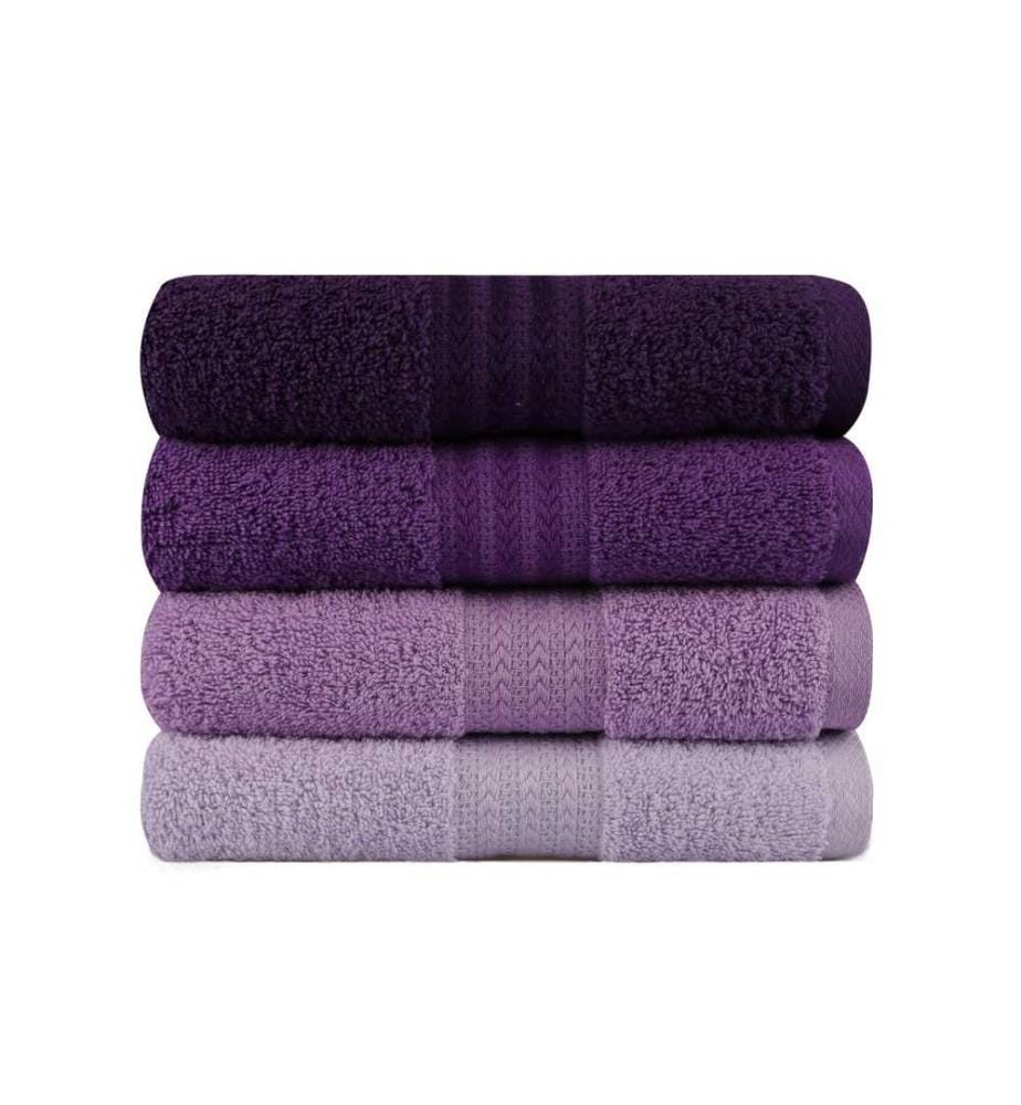 Ensemble de 4 serviettes pour les mains, lilas clair, lilas, violet, violet foncé, coton, 500 g/m²