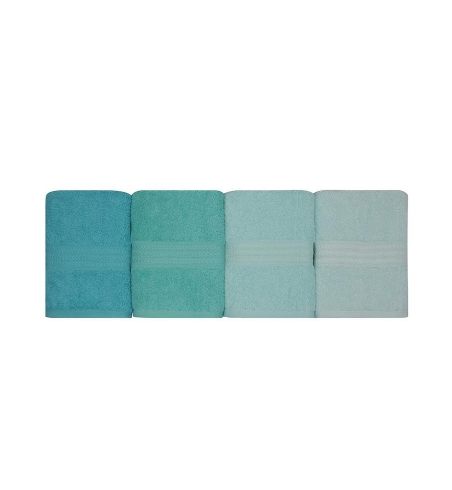 Ensemble de 4 serviettes de toilette, vert d'eau, vert clair, vert, menthe, coton, 500 g/m²