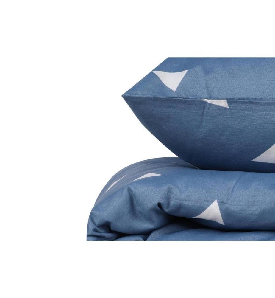 Set copripiumino singolo, blu, bianco, 65% cotone / 35% poliestere