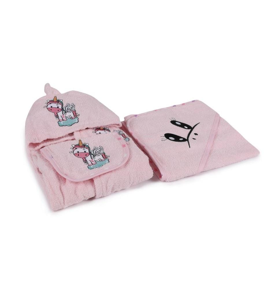 Set da bagno per neonati, rosa, 100% cotone, accappatoio per neonati: 0-2 anni