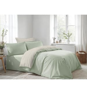 Set copripiumino matrimoniale Ranforce, verde chiaro, crema, 100% cotone RANFORCE