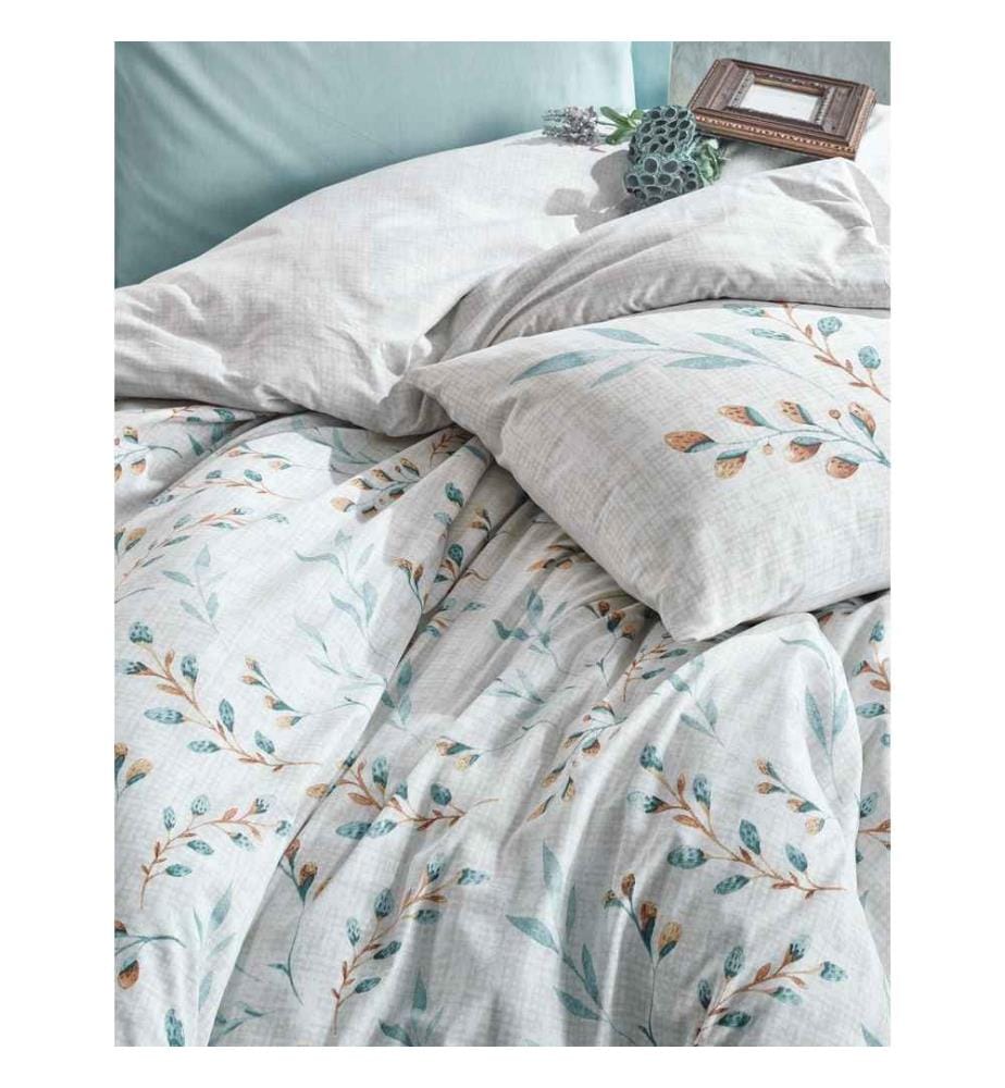 Ensemble de housse de couette King Ranforce - Menthe et blanc