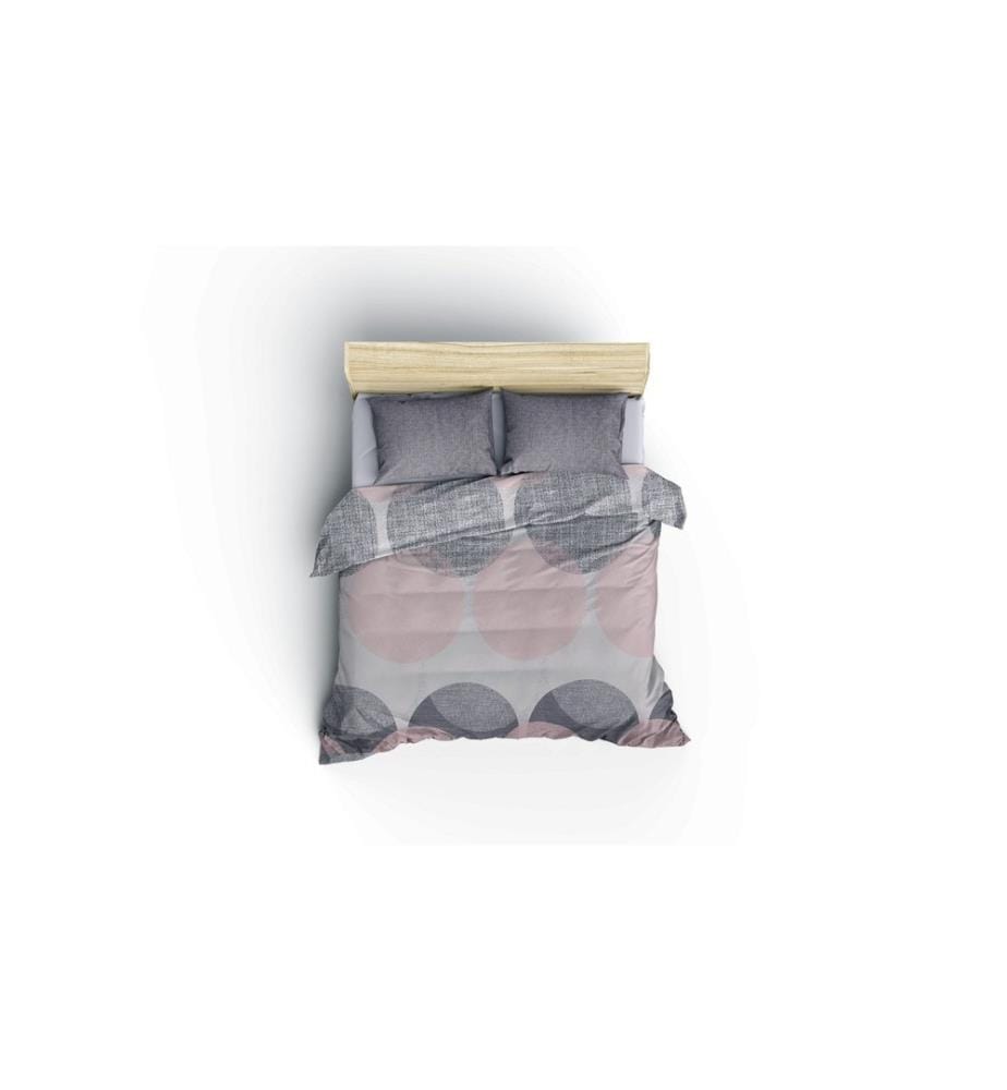 Ensemble de housse de couette King Ranforce - Gris, rose et blanc