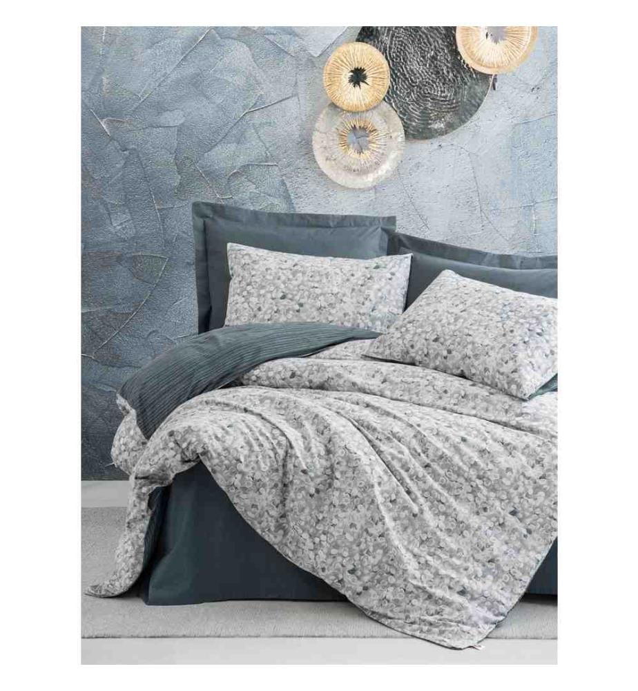 Ensemble de housse de couette King Ranforce - Anthracite, blanc et gris