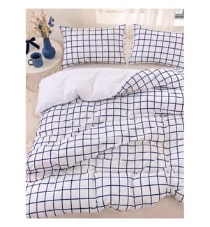 Housse de couette simple - Blanc et bleu