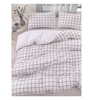 Housse de couette une place - Blanc et gris