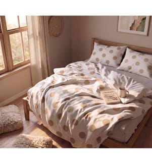 Housse de couette une place - Blanc et beige