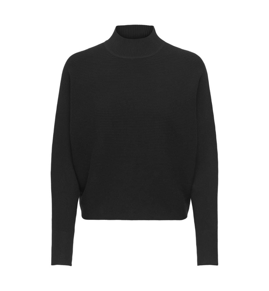 Langarm-Pullover mit U-Boot-Ausschnitt - Black