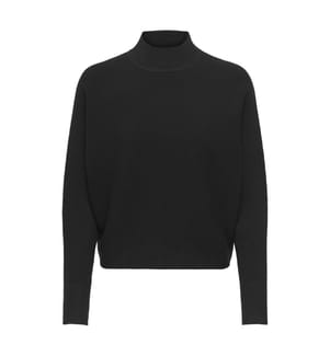 Langarm-Pullover mit U-Boot-Ausschnitt - Black