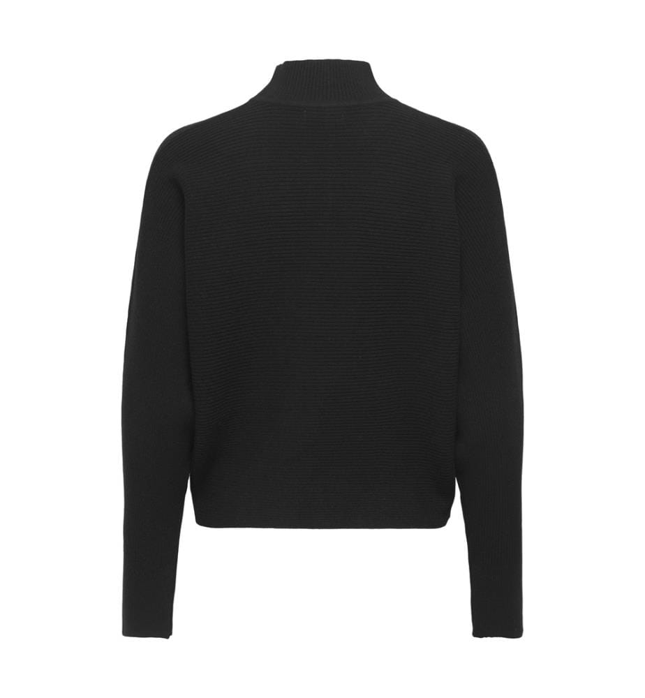Langarm-Pullover mit U-Boot-Ausschnitt - Black