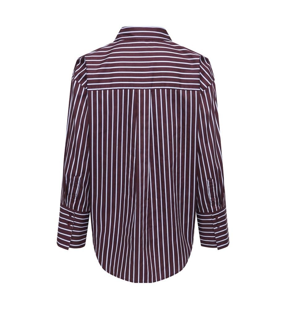 Shirt - Kaschmirblau mit braunen Streifen